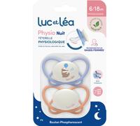 Luc Et Léa Duo Sucettes Physio Nuit 6-18 Moins P8 2 Pièces