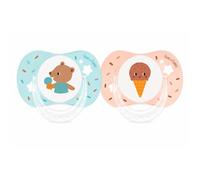 Luc et Léa Édition Limitée Chez le Glacier Lot de 2 Sucettes Anatomiques 6-18 Mois - Déccor Menthe & Chocolat - Silicone Sans BPA