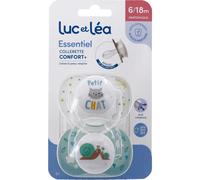 Luc et Léa Sucettes anatomiques Essentiel Confort+ 6-18 mois E3 – lot de 2