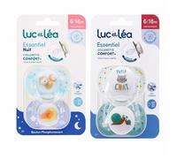 Luc et Léa Essentiel Lot de 4 Sucettes Anatomiques 6-18 Mois Jour et Nuit (E3 et E6)