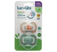 Luc Et Léa Nature 2 Sucettes Anatomiques Téterelle Extra-Fine 18+ Mois Multicolore
