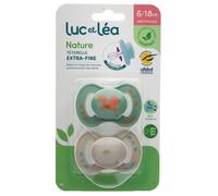 Luc Et Léa Nature 2 Sucettes Anatomiques Téterelle Extra-Fine 6-18 Mois - Modèle : Vert Écureuil Et Taupe Multicolore