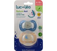 Luc et Léa Set Nature Nuit Sucette Anatomique Téterelle Extra Fine 6-18m 2 Unités