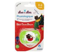 Luc Et Léa Sucette Physiologique Petit Ours Brun Noël +0m Multicolore
