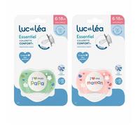Luc et Léa Sucettes Essentiel 6-18 Mois Lot de 2 - Papa + Maman - Forme Anatomique