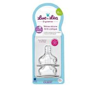 Luc et Léa Tétines Silicone Anti-Colique 6m+ Liquide Épais Lot de 2