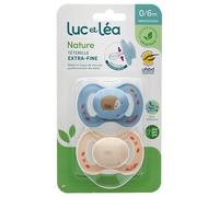 Luc & Léa 2 Sucettes Anatomiques Téterelle Extra-Fine 0-6 Mois - Modèle : Hérisson et Beige