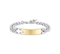 Luca Barra Bracelet pour homme Bracelet en acier avec plaque en acier doré et croix. Longueur : 21,5 cm. La référence est ba1314, Acier allié