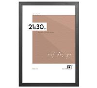 LUCA Cadre photo 21 x 30 cm - En MDF noir - Respectueux de l'environnement - Avec plexiglas incassable - Crochet de suspension et support