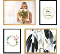 LUCA® Cadre photo Collage #GF03Pr pour 4 photos Images, bois, couleur or & noir