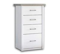 Luca Commode élégante Style Maison de Campagne - Stylée & Expressive en Pin Blanc/Truffe - 60 x 101 x 43 cm (l/h/p)