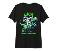 Luca Crushin' It Since Day One Astronaute Dinosaur Cartoon T-Shirt Haut de Gamme