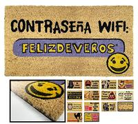 LUCA HOME Paillasson d'entrée Original et Amusant en Coco Naturel - Paillasson WiFi 40 x 70 cm - Idéal pour Portes extérieures couvertes, couloirs et entrées de Maisons
