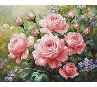 Luca-S Petit Point G717 Kit de broderie au point de croix compté pour adultes Motif jardin de roses Doré
