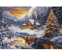 Luca-S a compté le kit Tappiserie "Soirée d'hiver dans les montagnes", 32x22cm