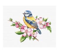 Luca-S B1195 Kit de broderie au point de croix Motif mésange bleue