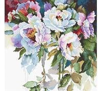 Luca-S B2400 Kit de point de croix Motif roses blanches