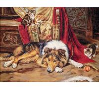 Luca-S B585 Kit de broderie au point de croix en coton Multicolore 45 x 34 cm