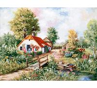 Luca-S BU4011 Kit de point de croix Motif paysage rural Coton Multicolore 46 x 35 cm