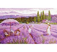 Luca-S BU5008 Kit de broderie au point de croix Motif champ de lavande Doré