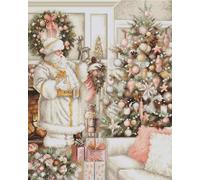 Luca-S BU5019 Kit point de croix Père Noël avec sapin de Noël Blanc