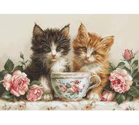 Luca-S BU5070 Kit de broderie au point de croix compté Matériel pour adultes Motif matin des chats Doré