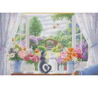 Luca-S BU5088 Kit de broderie au point de croix compté pour adultes Motif fenêtre des rêves