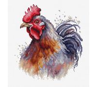Luca-S kit de broderie au point de croix avec cadre à broder "Le Coq", motif à compter, 13,5x15cm