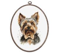 Luca-S Kit de broderie au point de croix avec cerceau inclus Le Yorkshire Terrier BC228 pour adultes