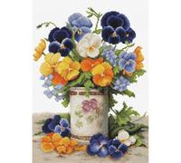 Luca-S Kit de broderie au point de croix compté B7035 pour adultes Motif bouquet de pensées