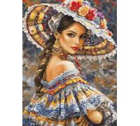 Luca-S Kit de broderie au point de croix compté pour adultes - Doré - La fête mexicaine B706