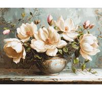 Luca-S Kit de broderie au point de croix compté pour adultes - Or - Les mystérieux magnolias B707