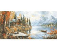 Luca-S Kit de broderie au point de croix doré - Échos d'une saison dorée B716 - Kit de broderie au point de croix compté pour adultes