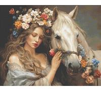 Luca-S Kit de broderie au point de croix doré - La fée des fleurs B620 - Kit de broderie au point de croix compté pour adultes