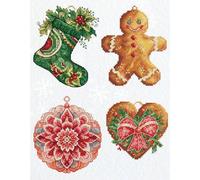Luca-S Kit de broderie au point de croix - Jouet - Décoration d'hiver - 4 pièces - Motif compté