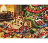 Luca-S kit de broderie au point de croix "Le petit trouble-fête du Père Noël", motif à compter, 44x32cm