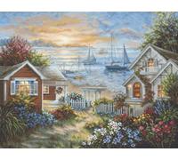 Luca-S Kit de broderie au point de croix pour adultes, motif front de mer tranquille B619