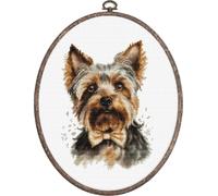 Luca-S kit de point de croix compté avec cerceau "Le Yorkshire Terrier", 12x17cm