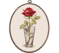 Luca-S kit de point de croix compté avec cerceau "Rose Mister Lincoln", 9x17,5cm