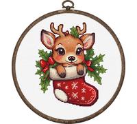 Luca-S Kit de broderie au point de croix avec cadre à broder Père Noël surprise