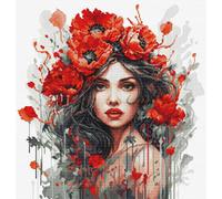 Luca-S BU5063 Kit de broderie au point de croix compté pour adultes La fille aux coquelicots