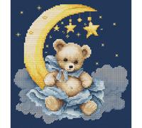 Luca-S kit de point de croix compté "L'univers d'un ourson", 16x16cm
