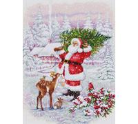 Luca-S kit de point de croix compté "Père Noël avec arbre", 29x38cm