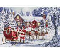 Luca-S kit de point de croix compté "Visite des Pères Noël", 50x30cm, DIY