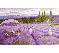 Luca-S Kit de point de croix "Gold Collection Champ de lavande", motif à compter, 51x32cm