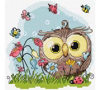 Luca-S Kit de point de croix "Hibou heureux", motif à compter, 13x13cm