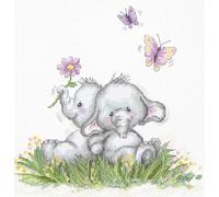 Luca-S Kit point de croix Couple d'éléphants B1184 19 x 19 cm