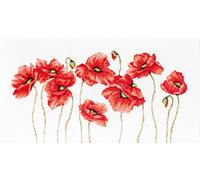 Luca-S LB2223 Kit pour Point de Croix Compté Motif Plein de Coquelicots 23,5 x 40 cm