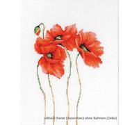 Luca-S LB2224 Kit pour Point de Croix Compté Motif Trois Coquelicots 22 x 15 cm