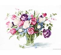 Luca-S LB2261 Kit pour Point de Croix Compté Motif Vase de Tulipes 26 x 33,5 cm